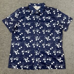 Vintage 70s Sears The Shirt Womens Sz 20 Perma Prest Blue Short Sleeve‎ Button